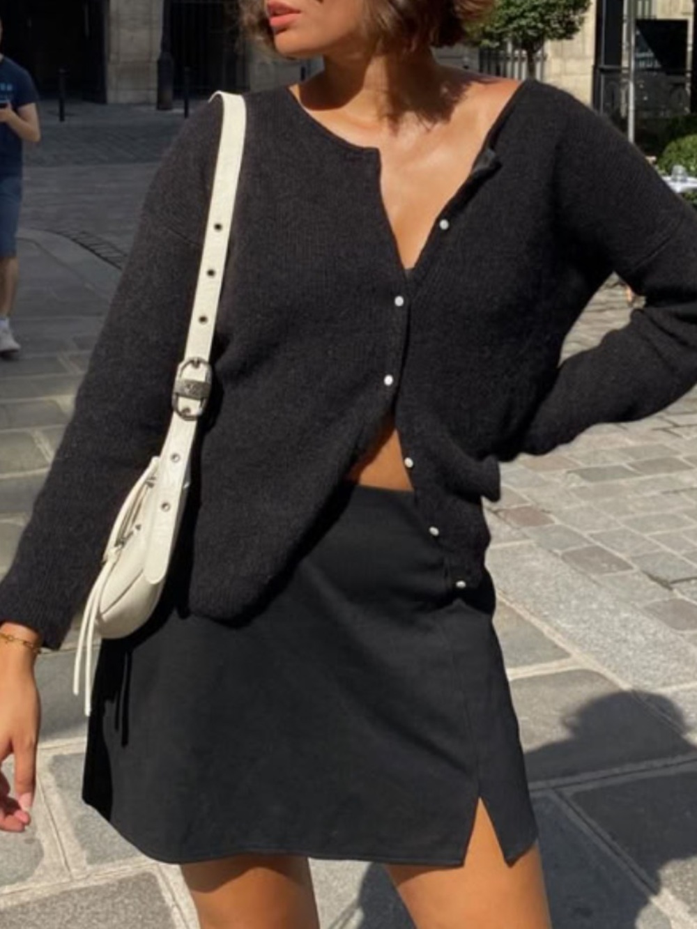 Sezane Gaspard Black Button-Front Women's Sweater Cardigan - Picture 9 of 13